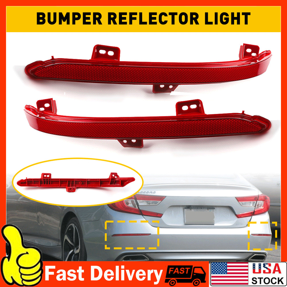 OE-Spec Red Lens Rear Bumper Reflectors Reflex For 2018-2022 Honda Accord Sedan