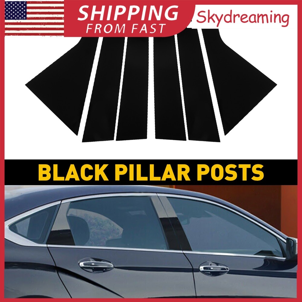 Fit For Chevrolet Impala 2014-2020 Gloss Black Pillar Posts 6pc Door Window Trim