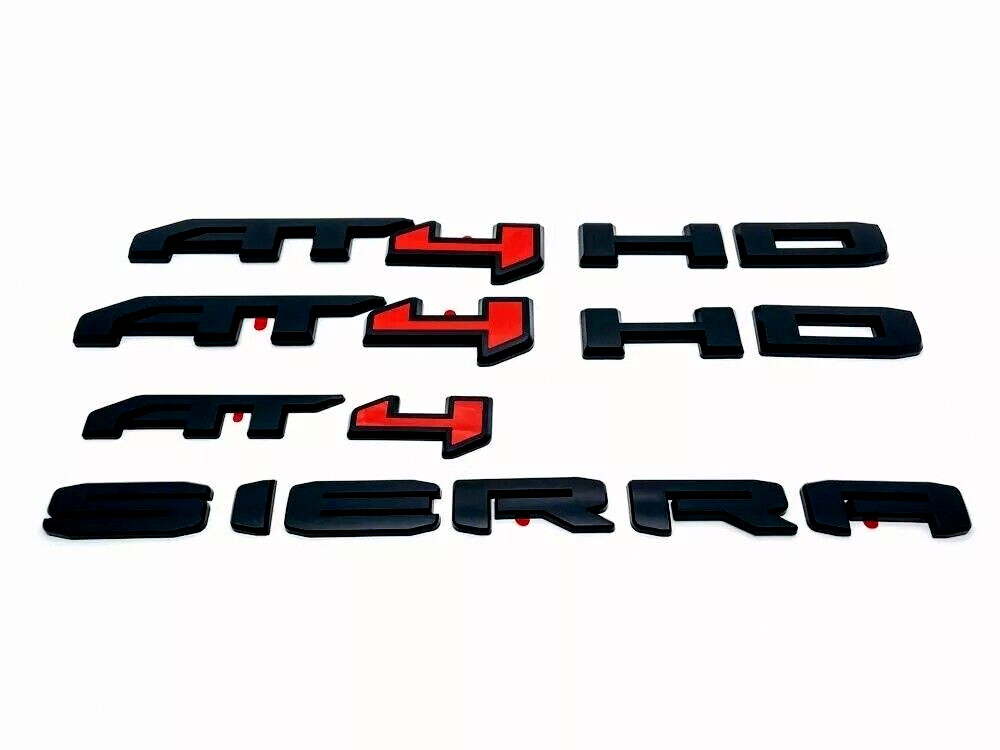Gloss Red Black Overlay 2020-25 AT4 HD Emblem kit Fit GMC Sierra 2500HD 3500HD