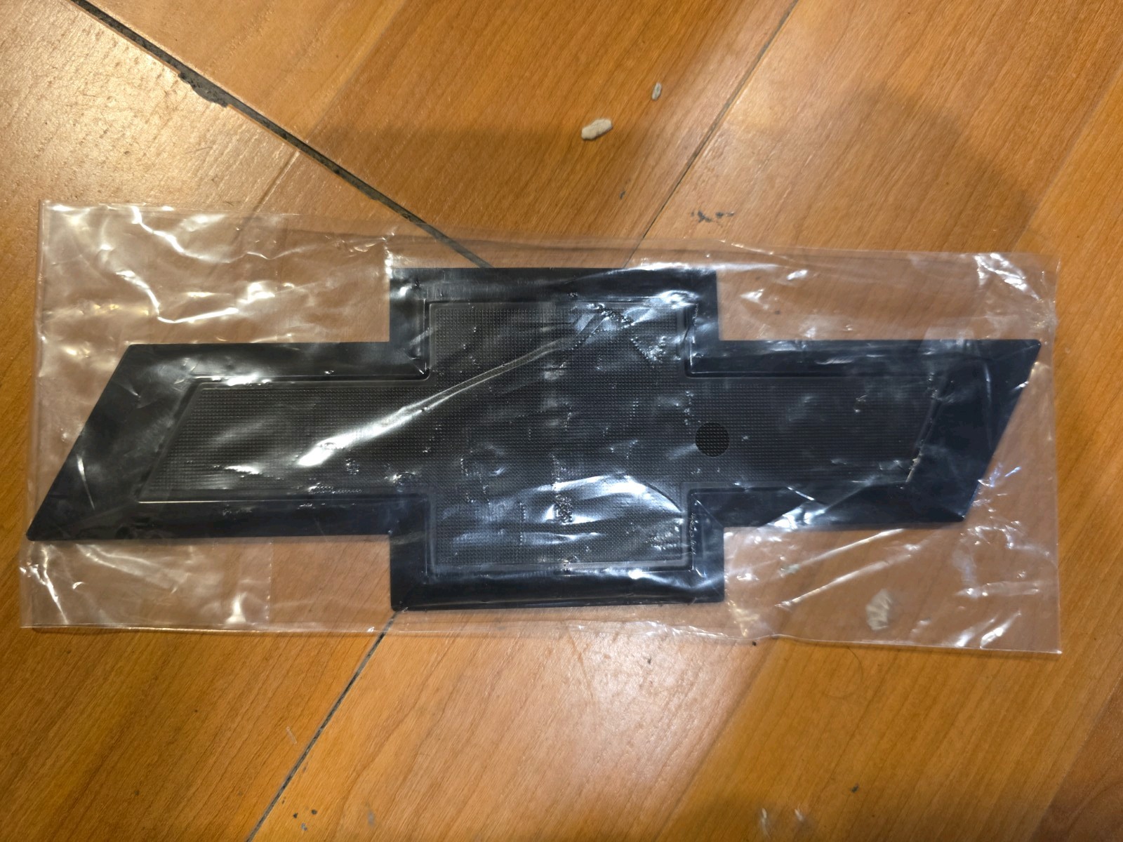Chevy Bowtie Stick On Black Plastic Overlay Textured Center