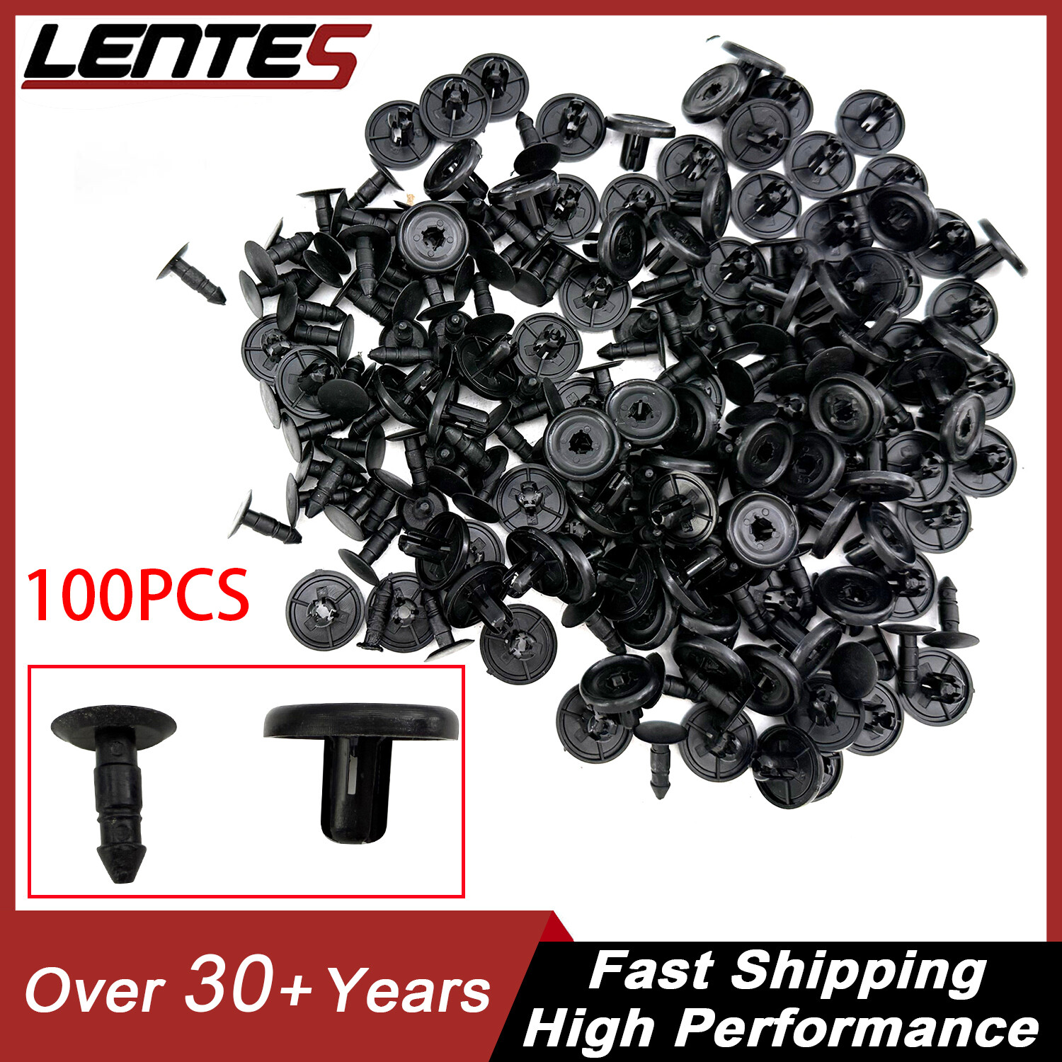100Pcs Bumper Clips 7mm Fastener Fender Push Plastic Rivet for Toyota Pontiac