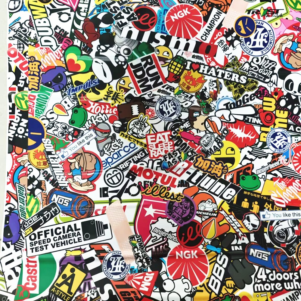 Vinyl Decal Car Bomb Wrap Sheet Cartoon Panda Graffiti DIY Sticker Waterproof