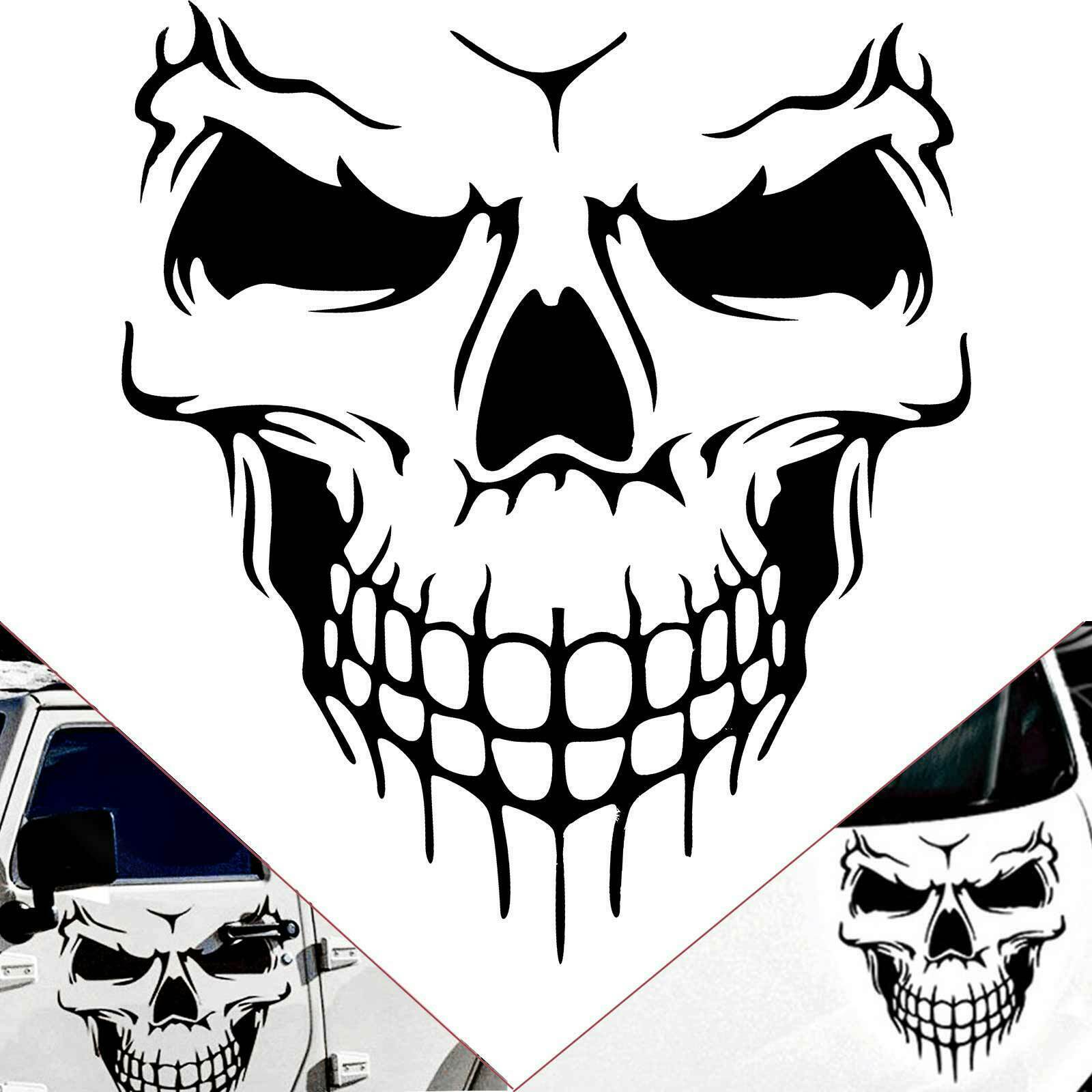 2pcs Black Skull Graphic Side Door Tailgate Vinyl Sticker For Jeep Wrangler JK