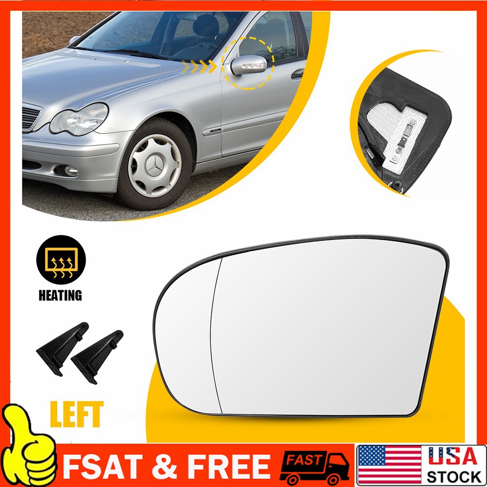 LH Driver Side Mirror Heated Glass for Mercedes E C Class W211 W203 01-07 1~10X