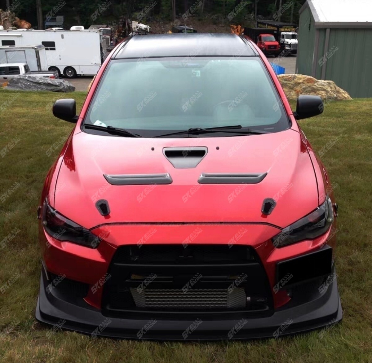 Carbon Fiber/Glossy Black Hood Air Vent Intake Fit 2008-15 Mitsubishi Evolution