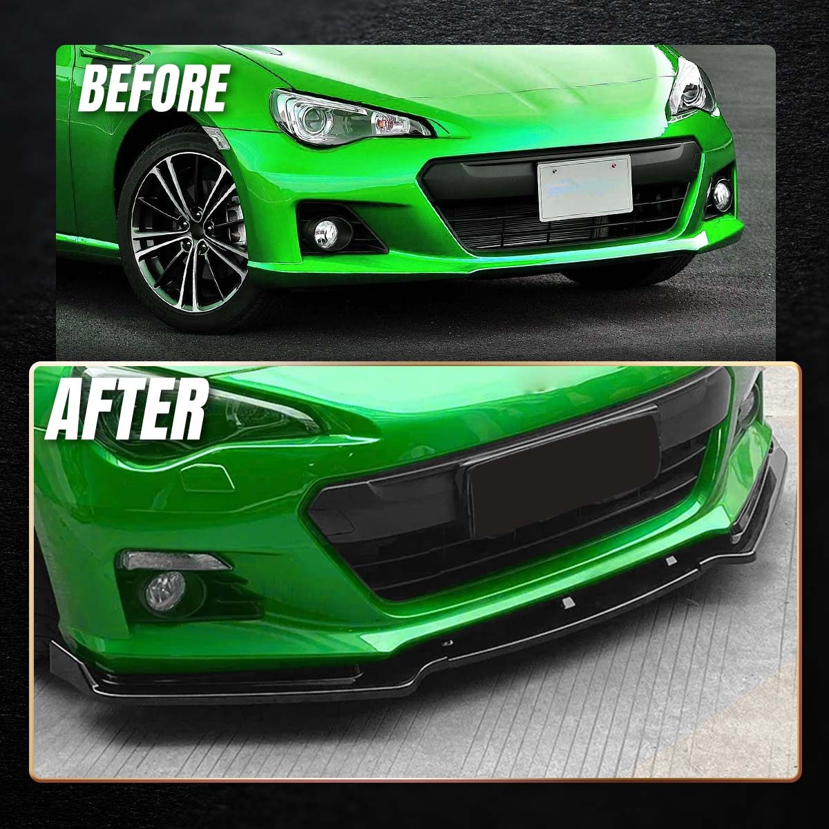Front Bumper Splitter Lip Spoiler Fit For Subaru BRZ 2013-2016 Glossy Black ABS