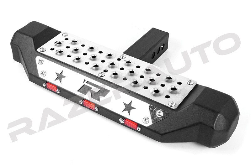 Black 2″ Receiver Hitch Step Bumper Guard for Pickups/Truck/SUV+3x led lights