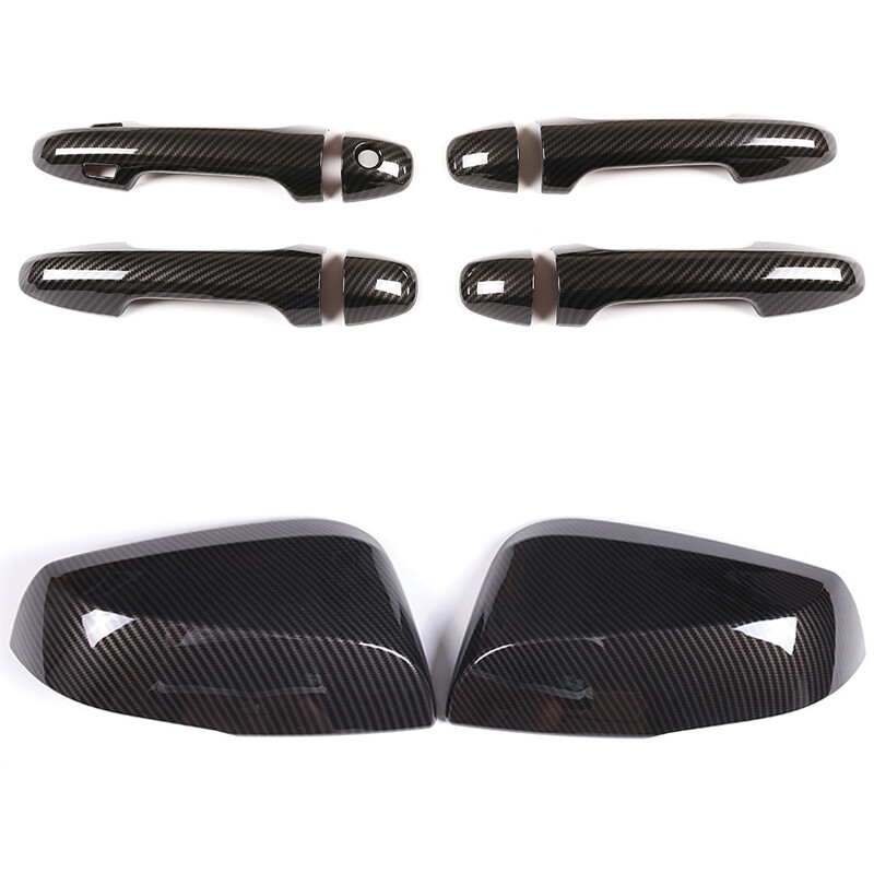 Carbon Fiber ABS For 16-23 Toyota Tacoma Side Mirror + Door Handle Covers Trims
