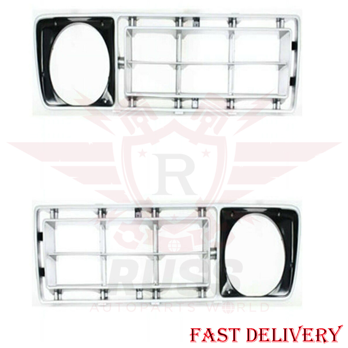 Front Grille Silver Plastic Right & Left For 76-77 Ford F-100 F-150 F-250 F-350