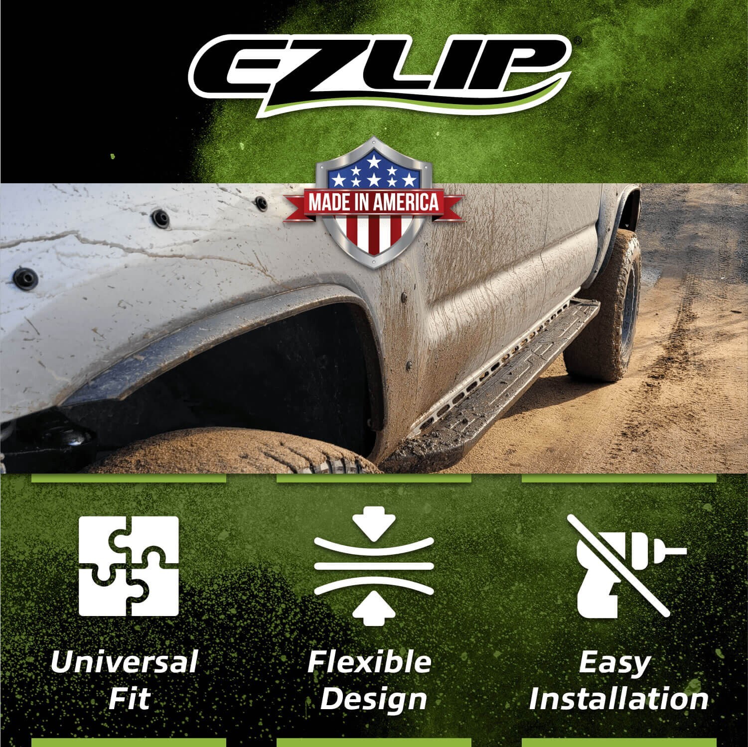 EZ Lip Fender Flares – 1-inch Offroad Flexible Foam Rubber Extension for Dacia