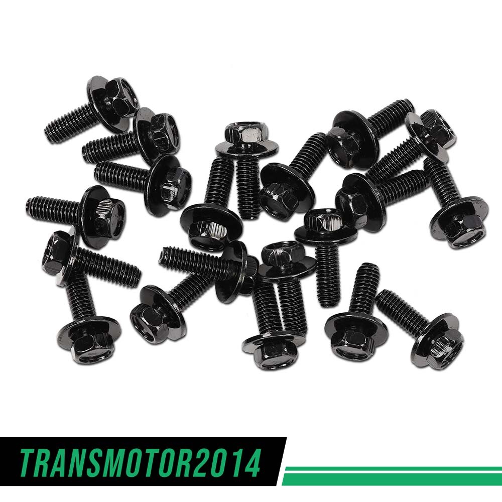 Fit For Honda Body Bolts- M6-1.0 x 20mm Long- 10mm Hex- 17mm Washer- 20 bolts