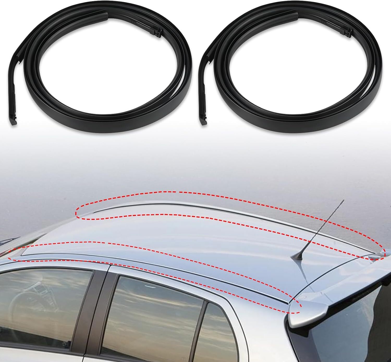 2pcs Roof Drip Mould Seal Strip For 2007-2011 Toyota Yaris Hatchback 75551-52130