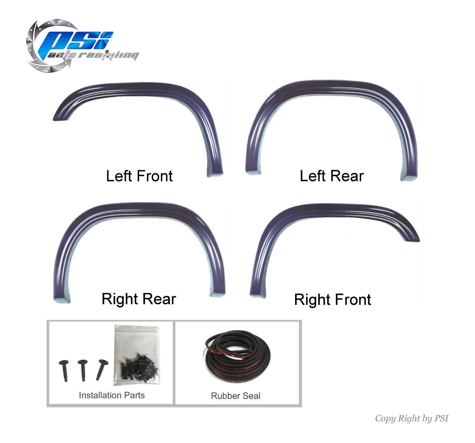 Rugged Style Fender Flares Paintable Finish Fits 97-04 Dodge Dakota Full Set