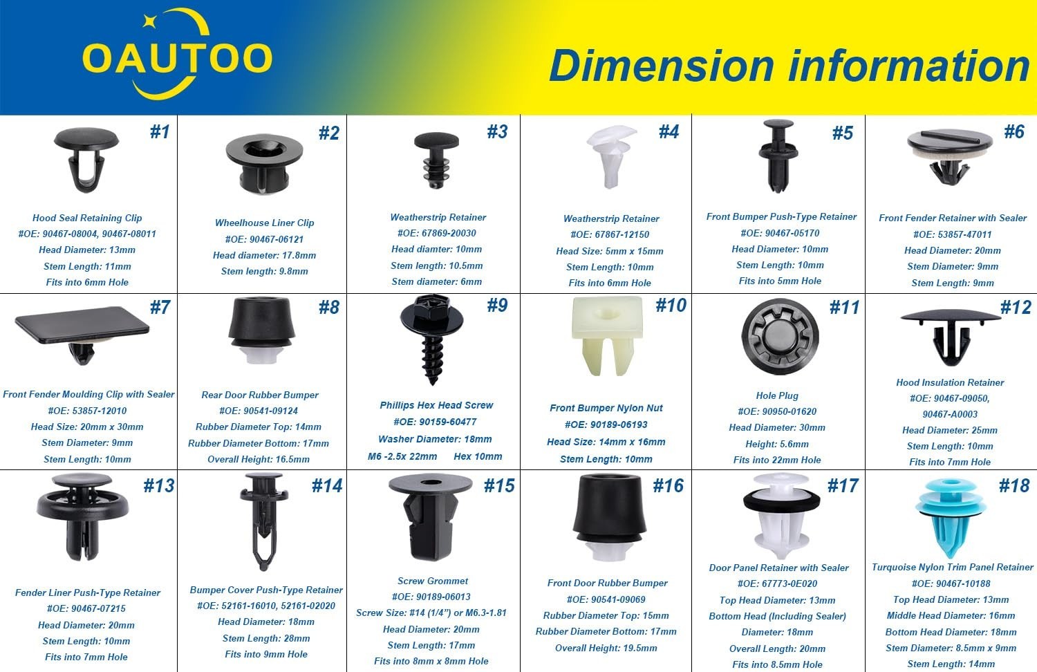 Automotive Body Clip Assortment with 259 Fasteners for Various Installations