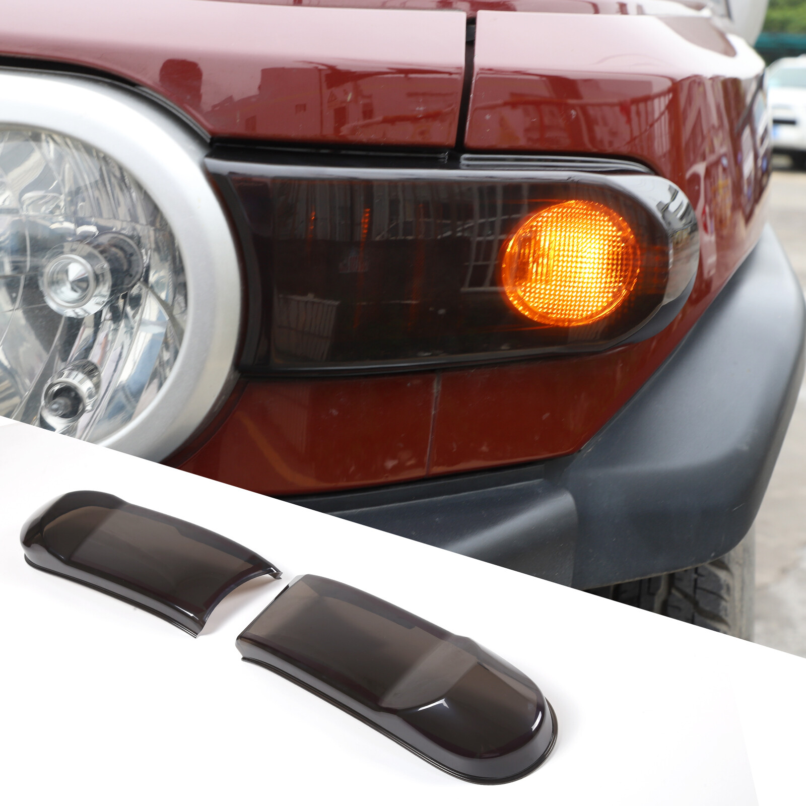 For 2007-2021 Toyota FJ Cruiser Smoked Front Fog Light Turn Lamp Cover Trim 2X