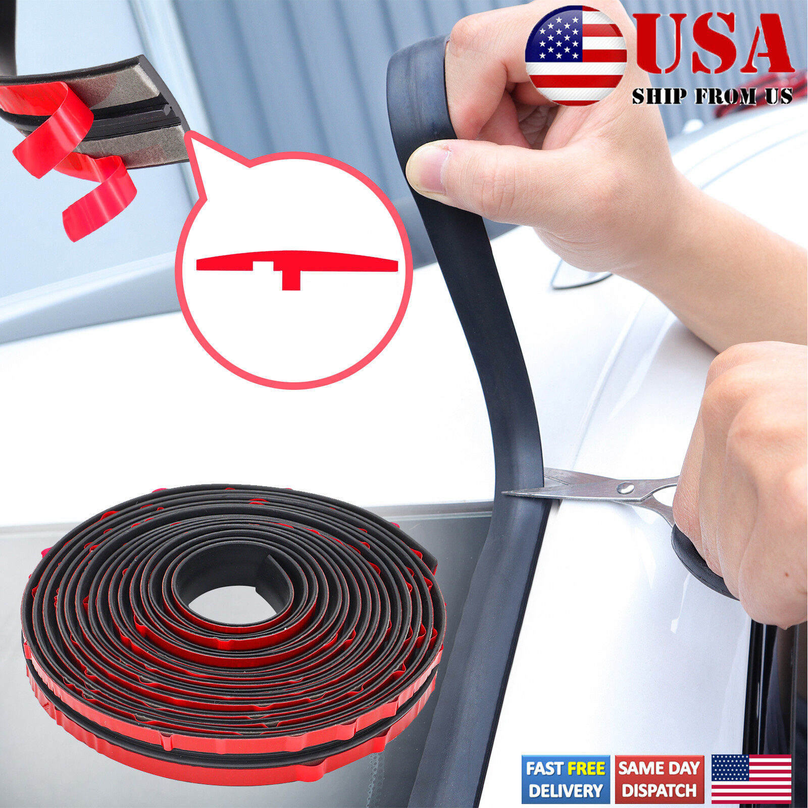 6.5FT/2M Car Front Rear Windshield Panel Seal Strip Sealed Moulding Trim Rubber