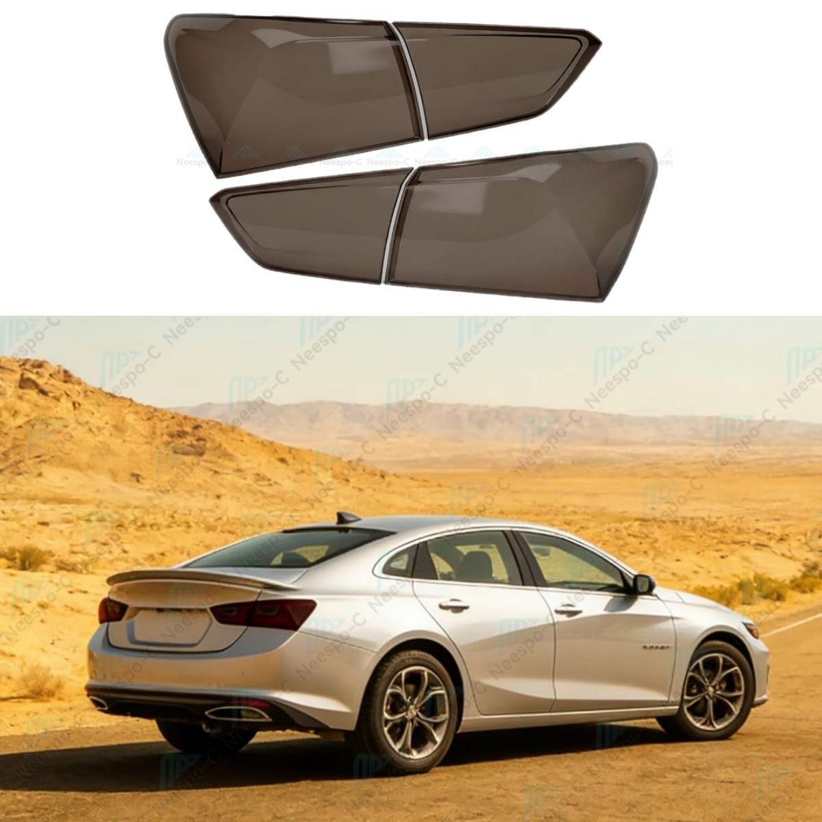 Smoked Black Tail Light Guard Decor Cover Trim Bezels For Chevrolet Malibu 16-25