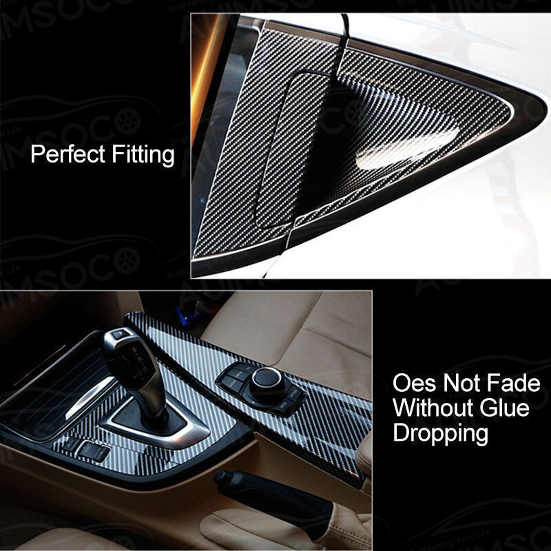 30*152cm 7D Premium Hi Gloss Black Carbon Fiber Vinyl Wrap Bubble Free Releas