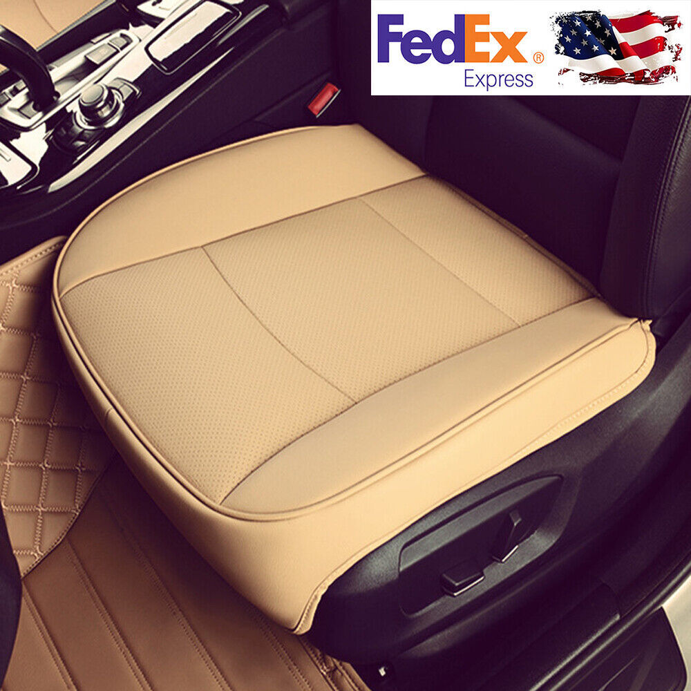 Beige PU Leather Car Front Seat Cushion Pad Interior Universal For Car Truck USA
