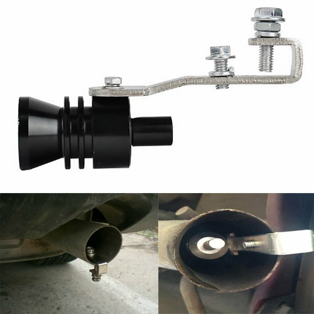 XL Universal Turbo Sound Exhaust Muffler Pipe Whistle Car AUTO PART Black