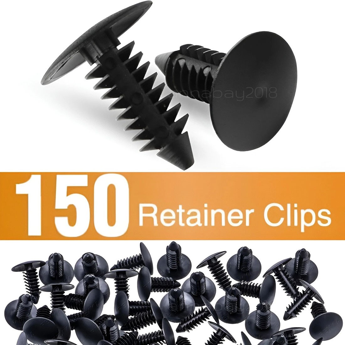 150x 8mm Bumper Clips Fastener Fender Push Trim Pin Auto Car Hole Plastic Rivets