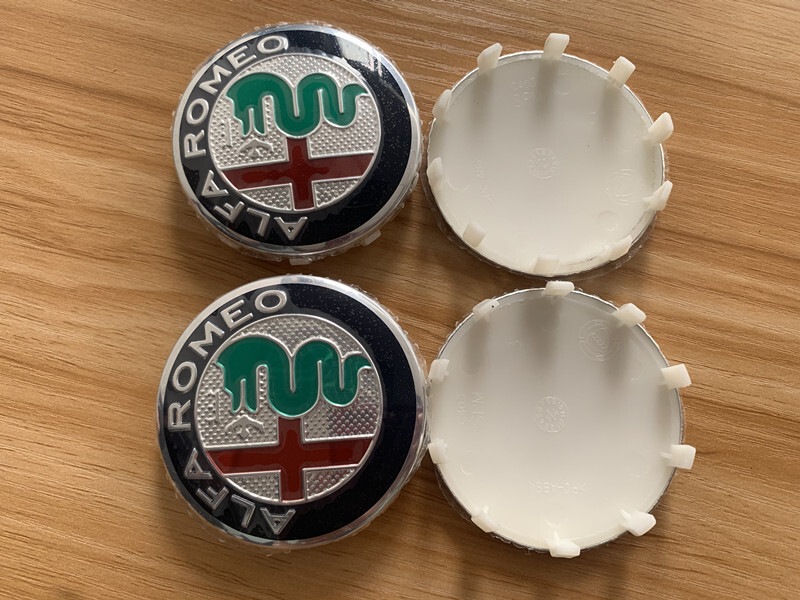 4x 60mm Alfa Romeo Alloy Wheel Centre Cap Silver Set Decal Emblem Badge Logo