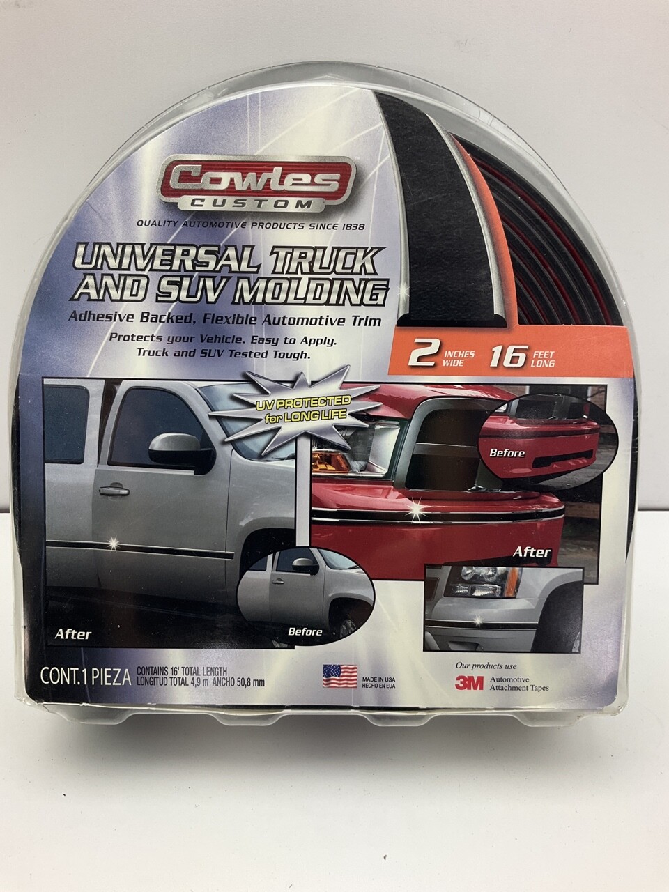 Cowles S48002 Universal Truck & SUV Molding Trim, 2″ X 16′ – Black/Chrome