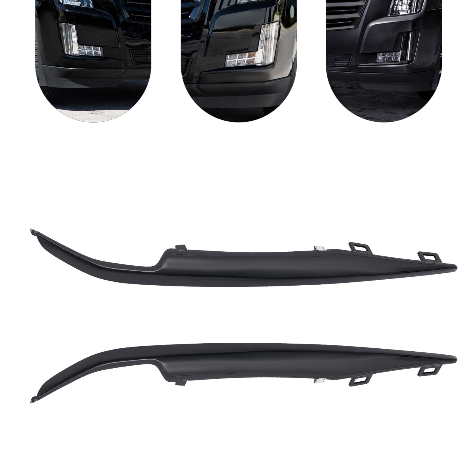 Black Front Left+Right Bumper Trim Set For 2015-2020 Cadillac Escalade Fits ESV