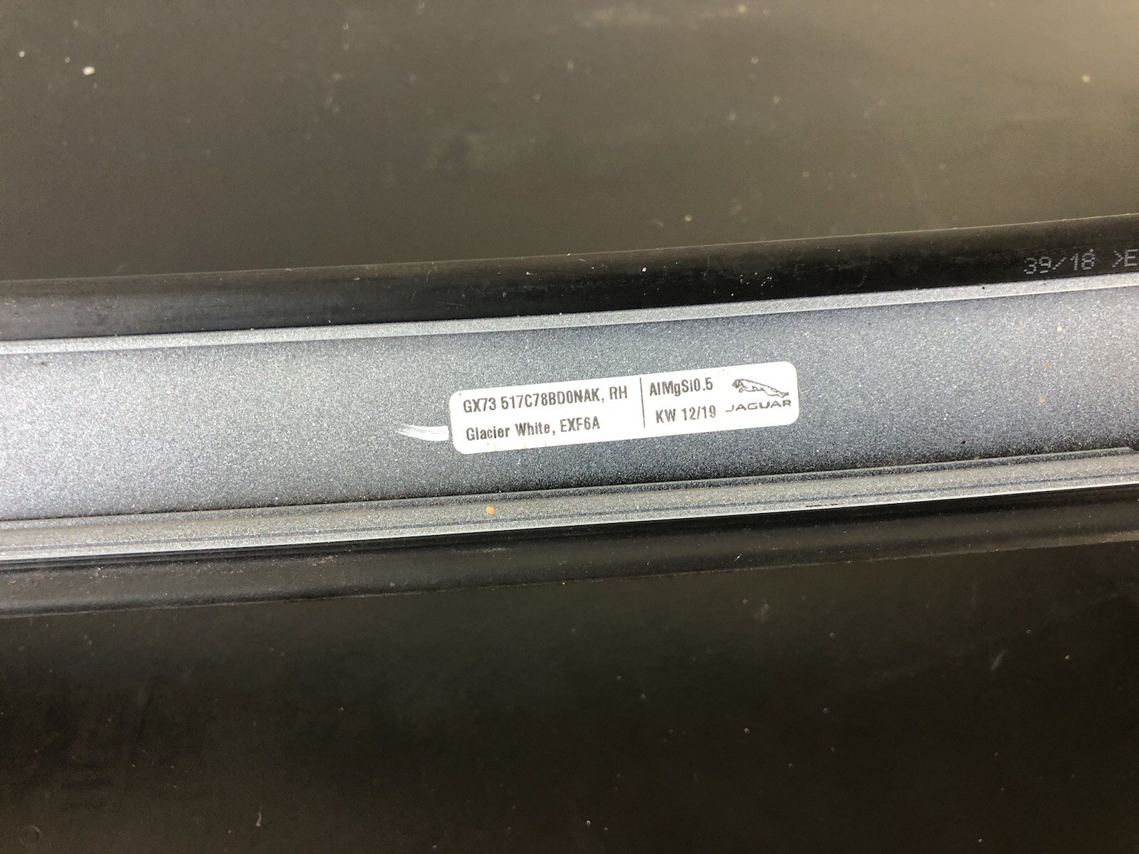 OEM 2017-2023 Jaguar XE Roof Trim Molding Pearl White Right side passenger rail