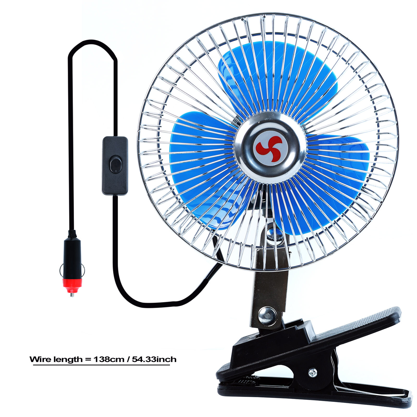 Car Cooling Oscillating Fan Auto Summer Portable 360° Rotatable Clip On Cooler