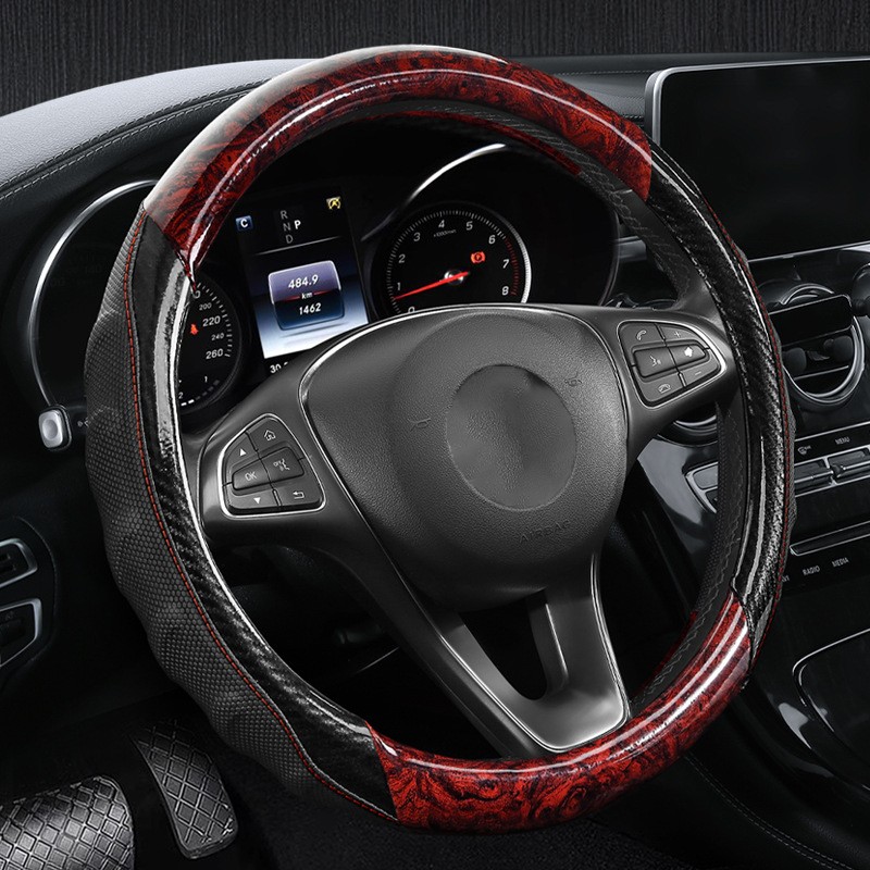 Wood Grain Car Steering Wheel Cover Microfiber Leather Universal For Nissan