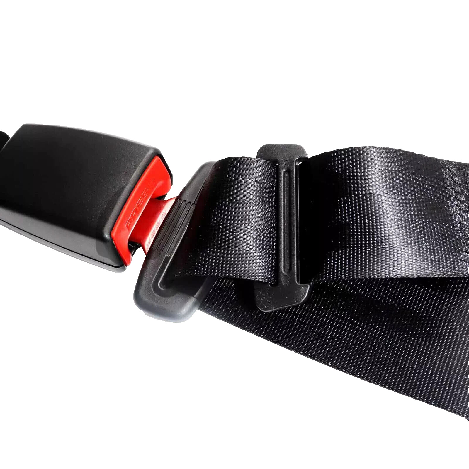 2 Retractable 3 Point Safety Black Seat Belt Straps Vehicle Adjustable Belt Kit