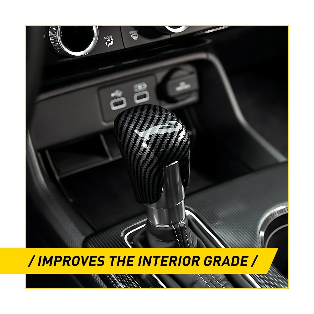 Carbon Fiber Black Gear Shift Knob Shifter Cover Trim For Honda Accord 2023-25 H