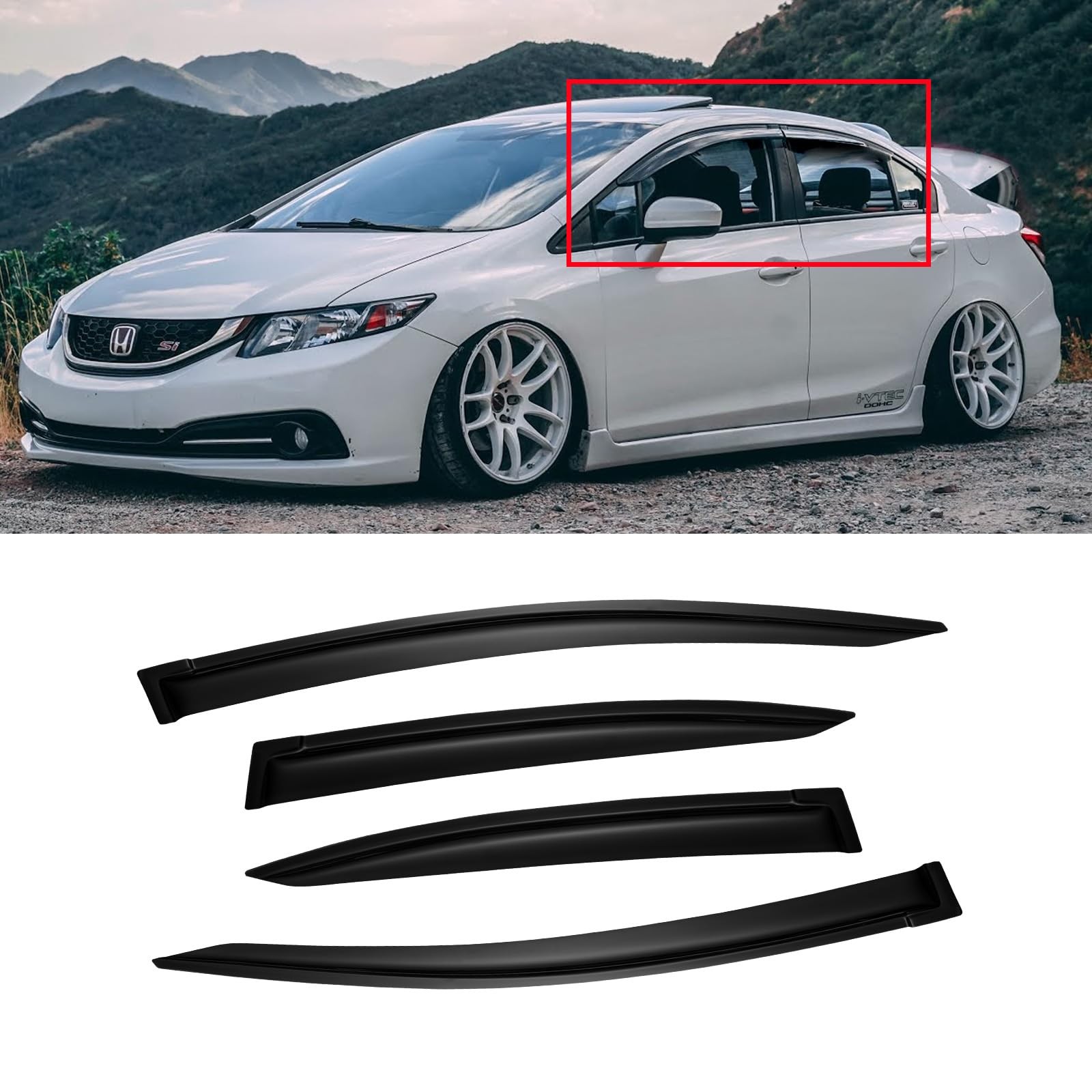 Deflectores Ventana Protector Contra Lluvia Para Honda Civic 2012 2013 2014 2015