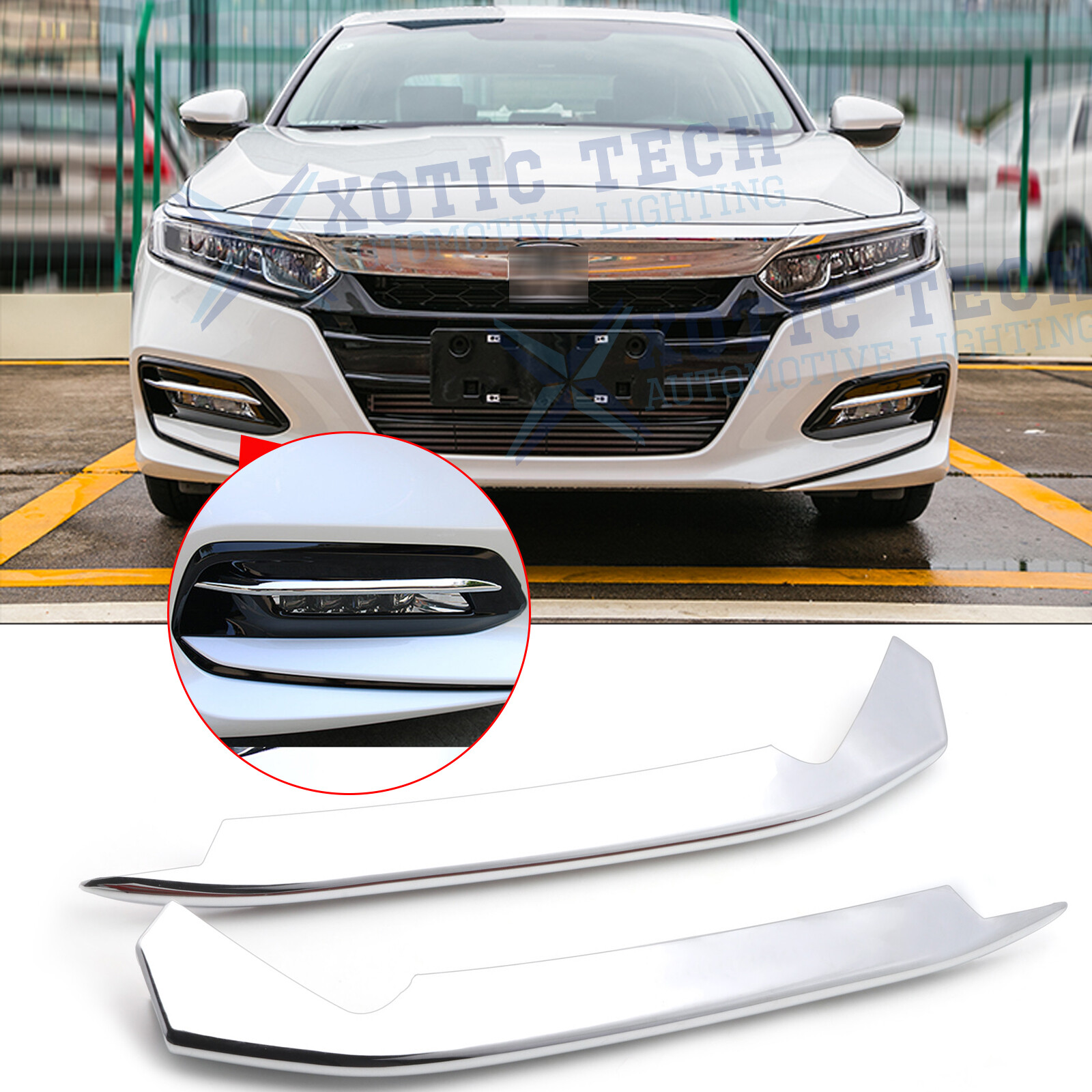 For Honda Accord 2018-2020 2Pcs Chrome Front Bumper Foglight Eyelid Cover Trims