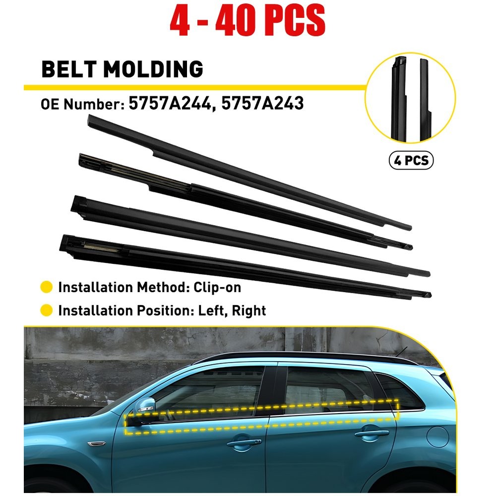 4-40 Window Belt Weatherstrip Seal Trim Fit 2011-2023 Mitsubishi Outlander Sport