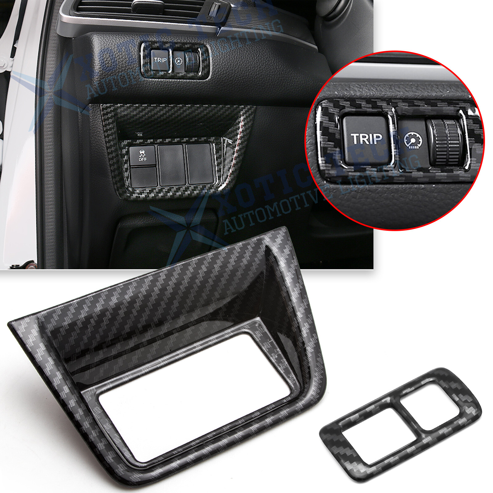Carbon Fiber Style Inner Console Switch Button Cover Trim For Honda Accord 18-22