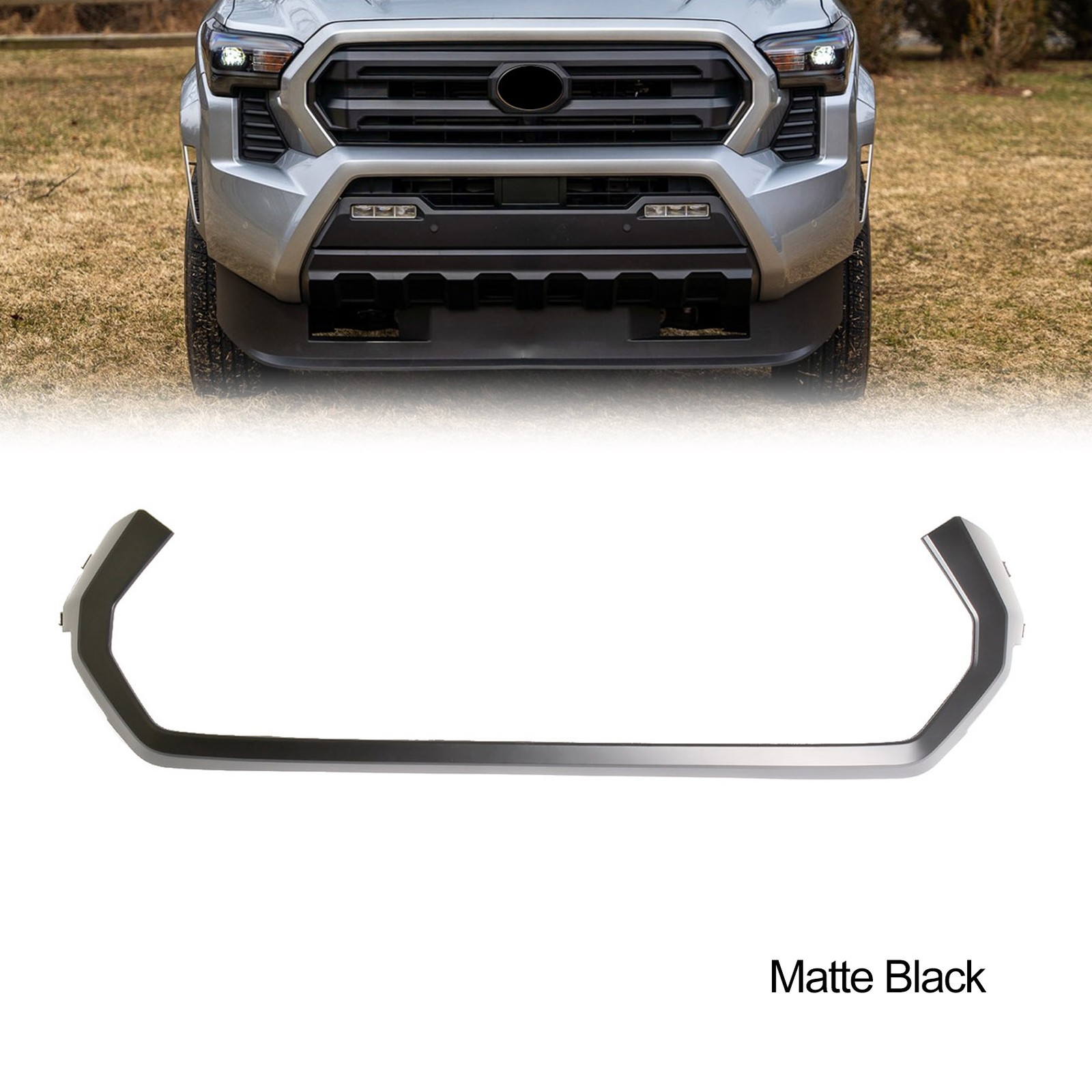 Front Upper Grille Surround Strip Fits For Toyota Tacoma 2024-2025 Matte Black