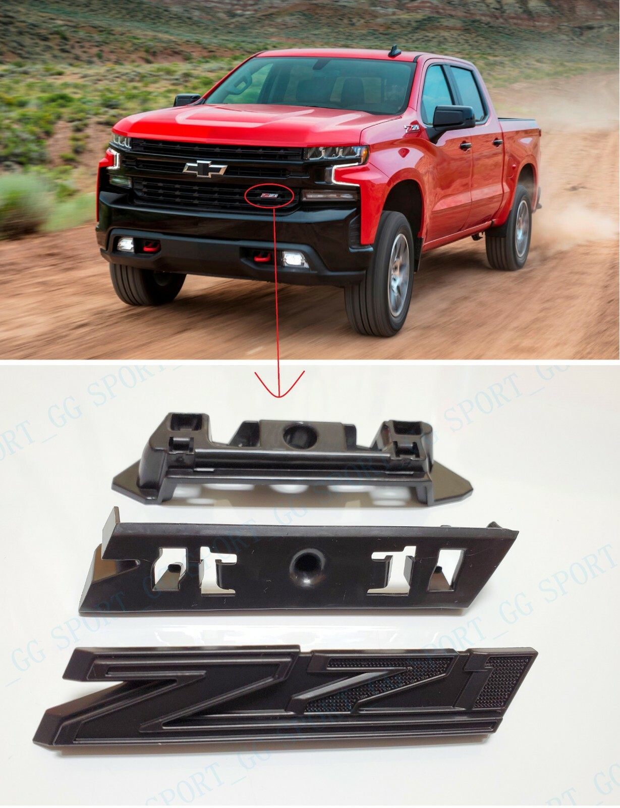 2019-2021 Chevrolet Silverado 1500 Z71 Grille Emblem 84384428 Custom Matte Black
