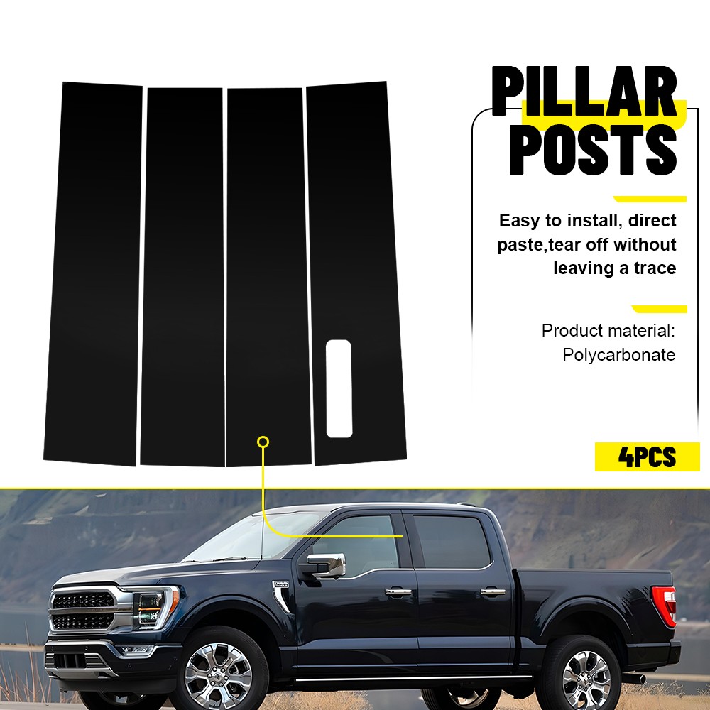 4x Window Posts Pillar Trim For 15-2021 Ford F-150 with Keypad Accessories Black