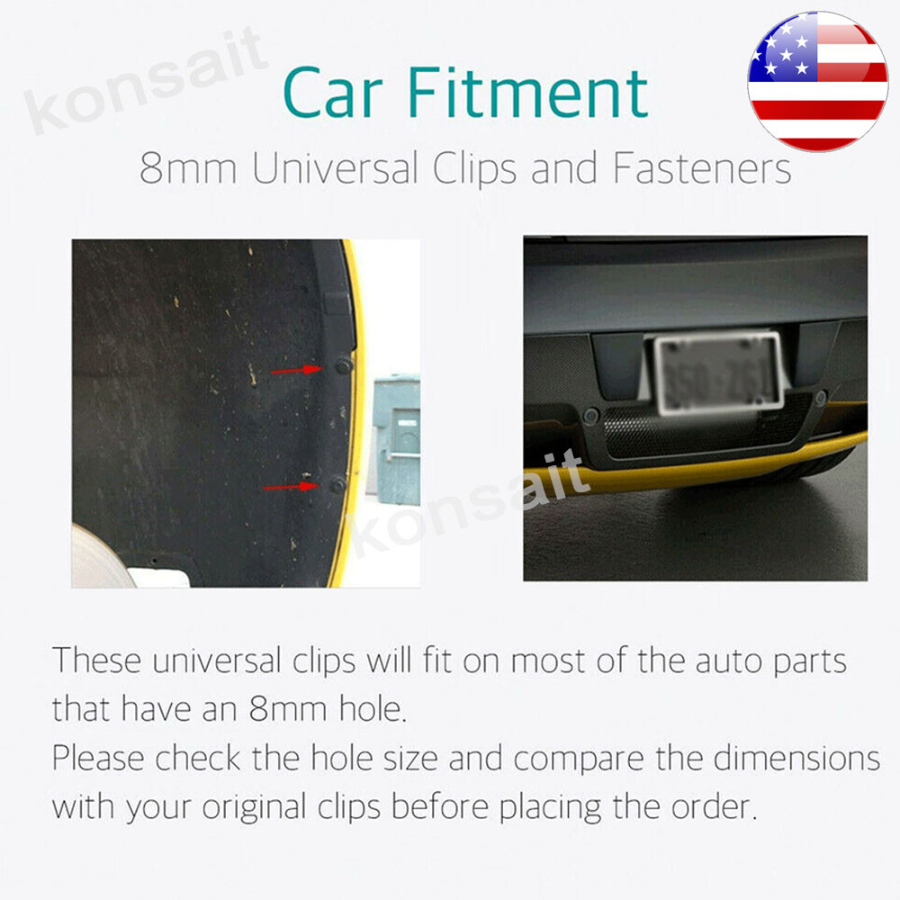 120pcs Nylon Push Type Retainer Clips for 8mm Hole GM 21030249 Chrysler 6503598