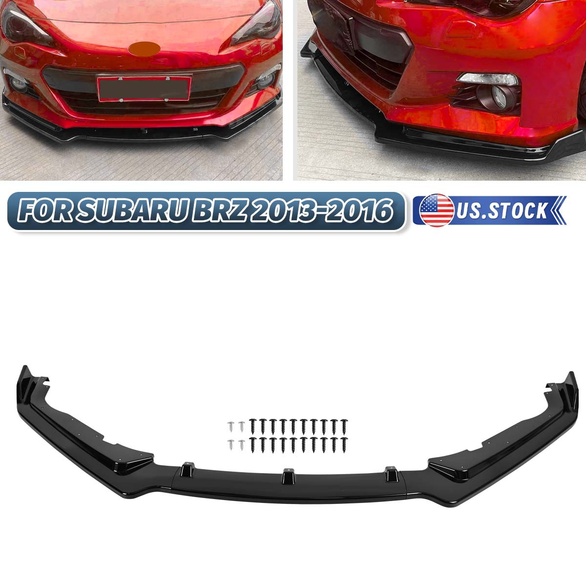 For Subaru BRZ 2013-2016 Front Bumper Lip Splitter Spoiler Kit Gloss Black USA