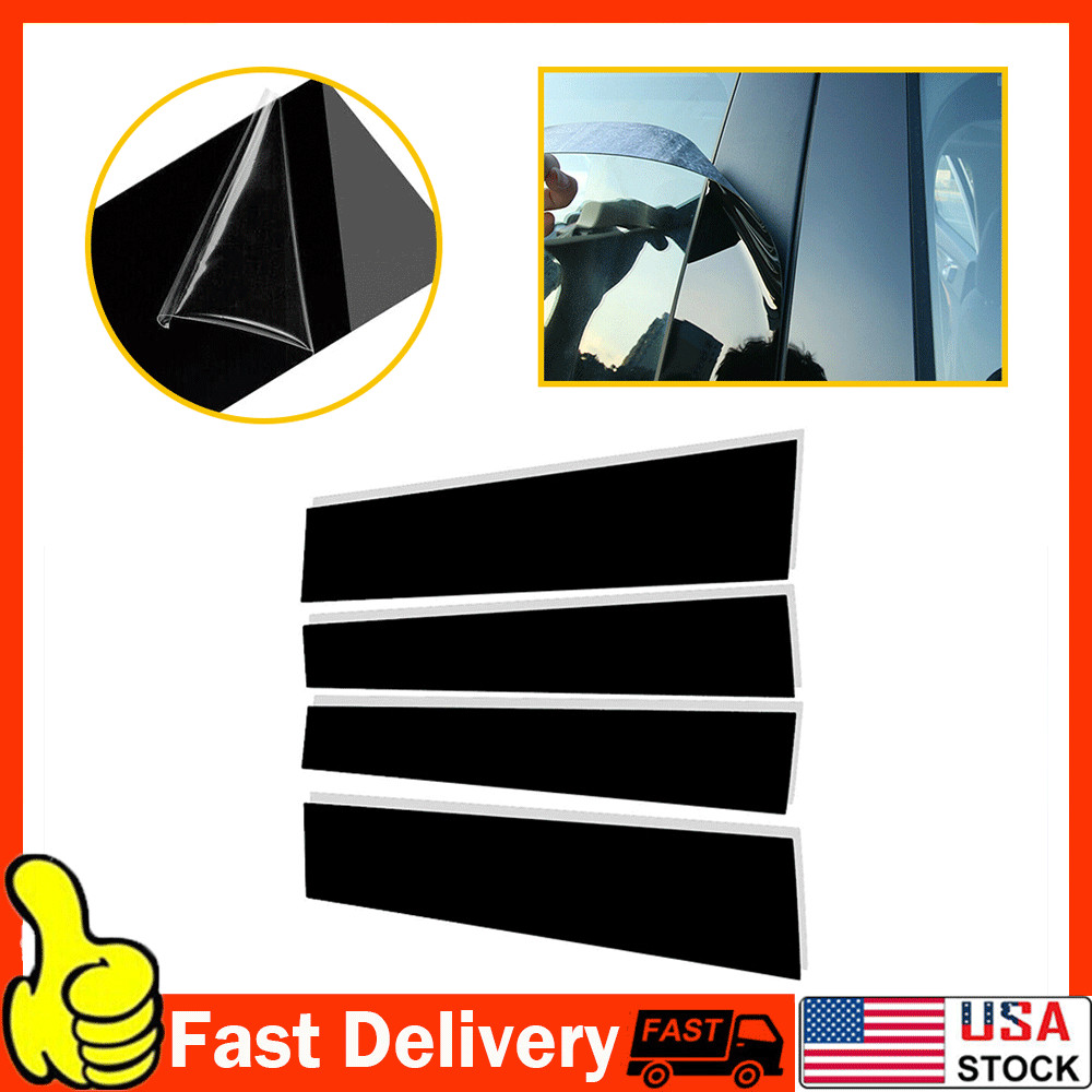 Fit Toyota Post Tundra Pillar Door 2007-2021 Window Trim Black Covers Glossy USA