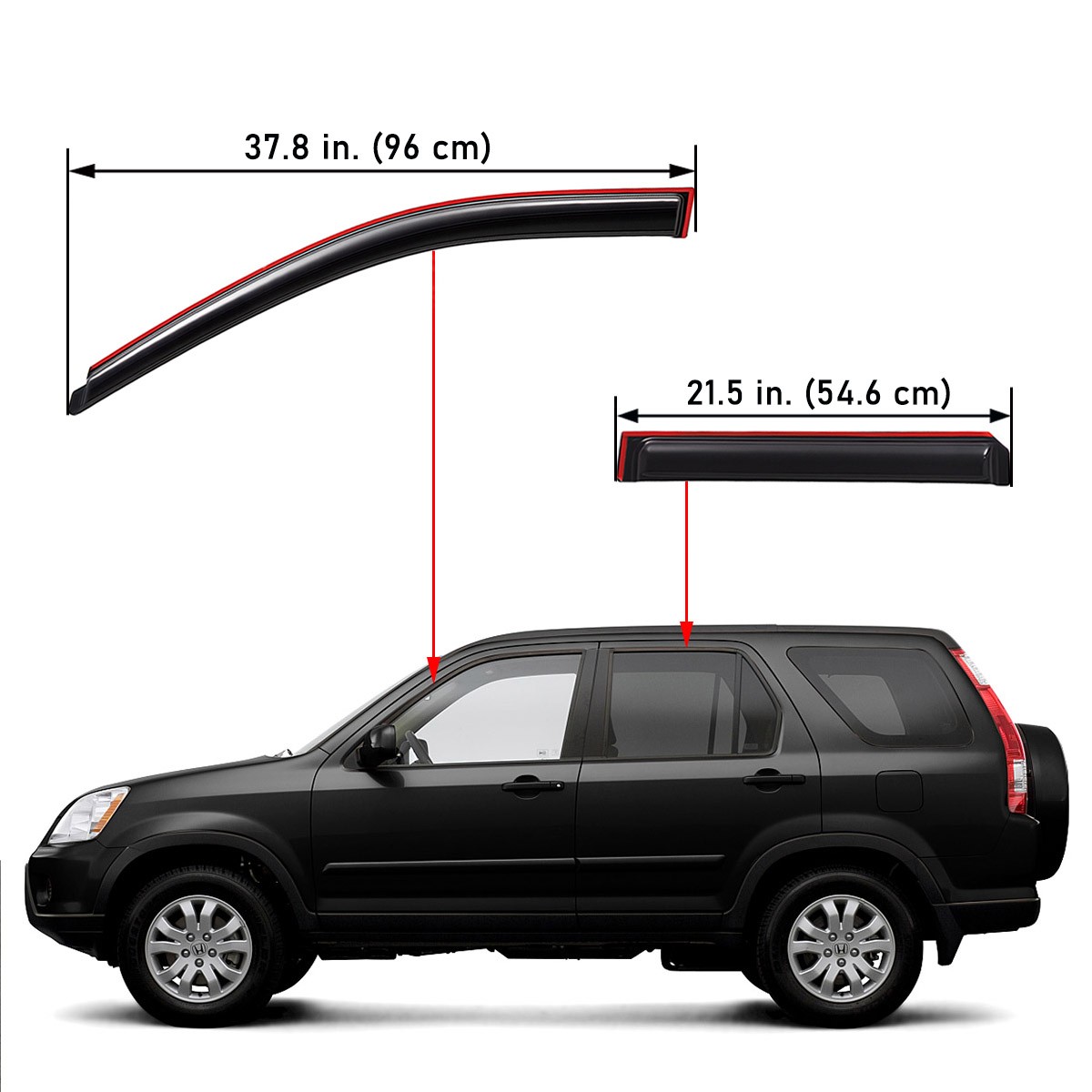 In-Channel Smoke Acrylic Rain Guard Window Visor for 2002-2006 Honda CR-V
