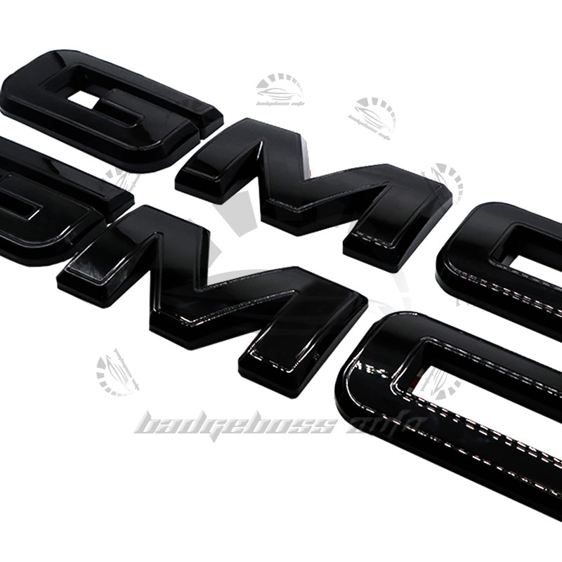 Front & Rear Gloss Black Emblems Overlay 2019-2025 For Sierra 1500 2500HD 3500HD