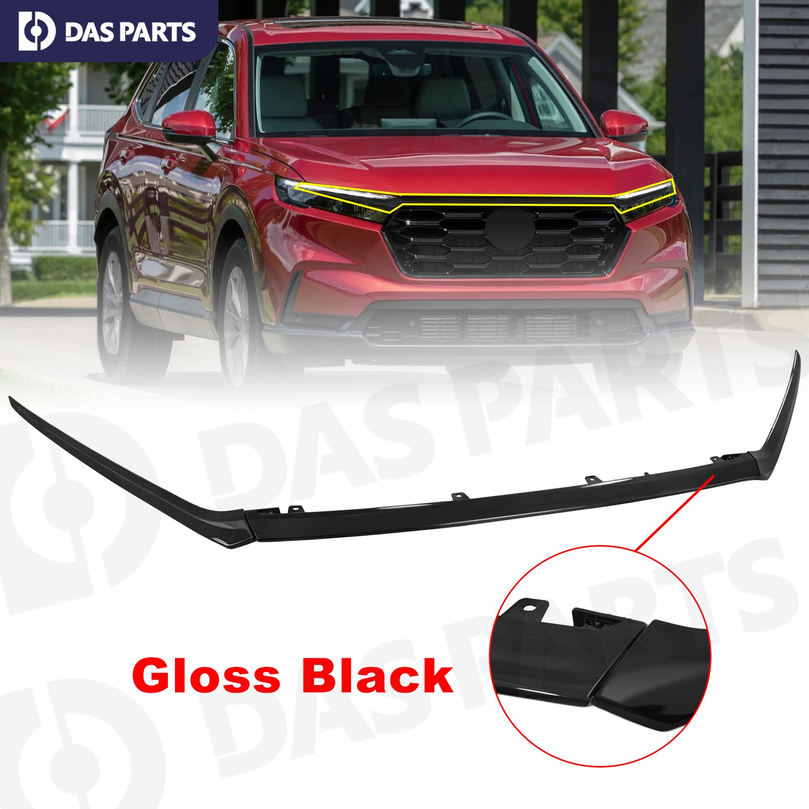 For Honda CR-V 2023 2024 2025 Grille+Headlight Trim Molding Black Replacement