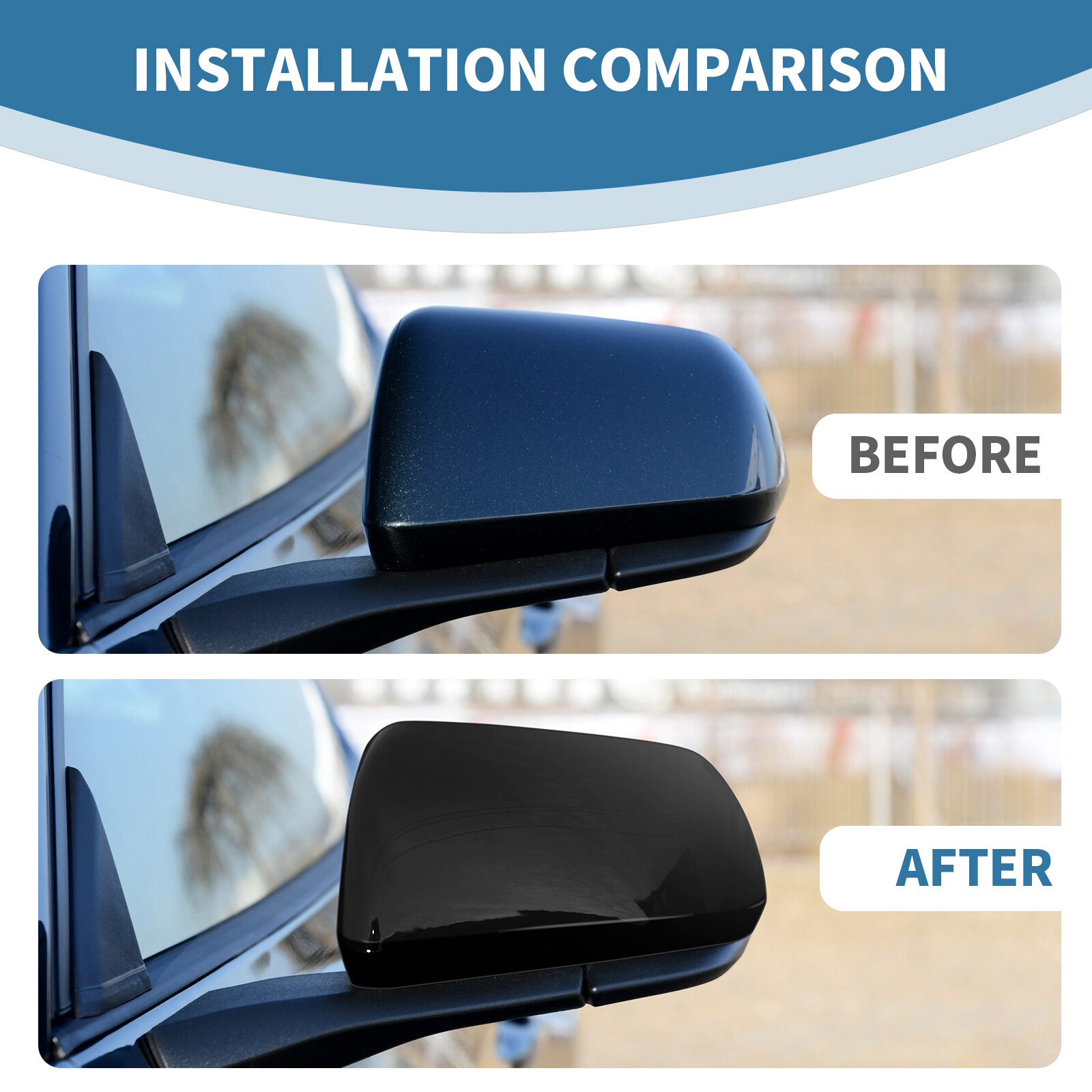 For 2015 2016 2017 2018-2022 Ford Mustang Black Rearview Side Mirror Cover Caps