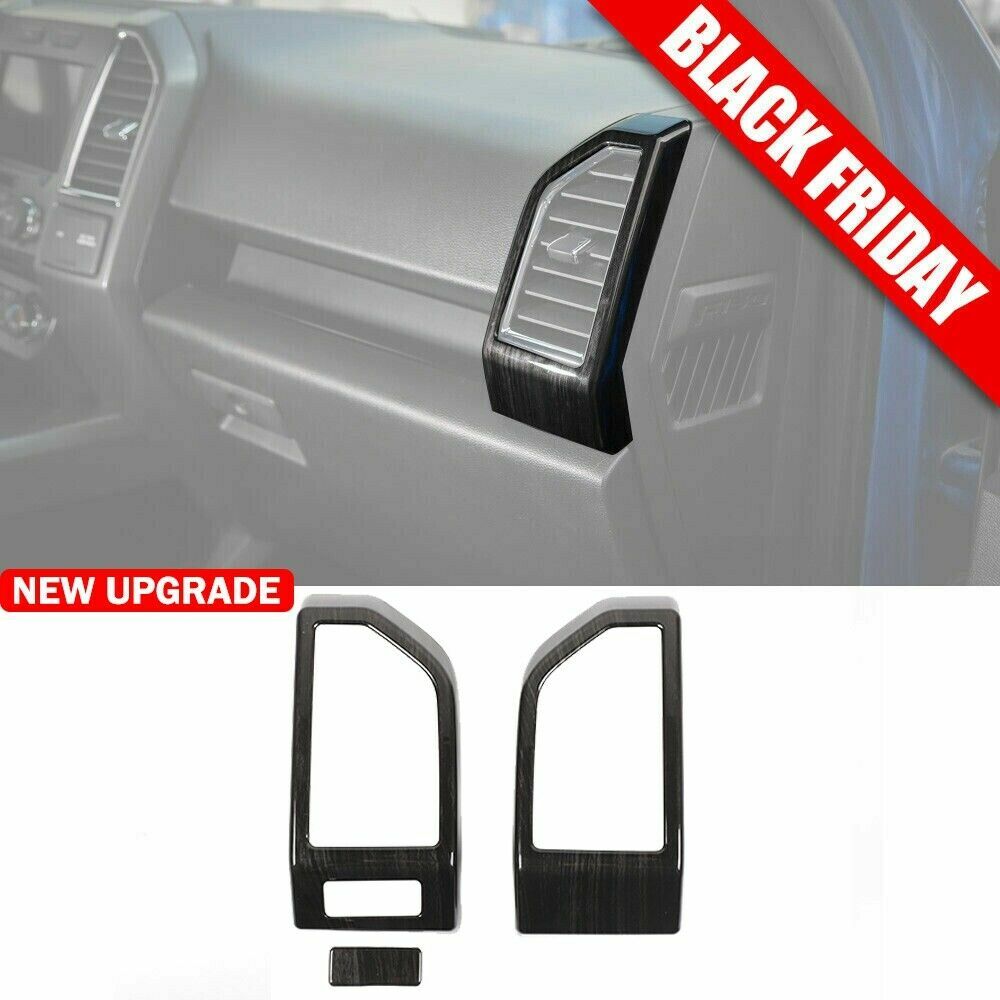 Black Wood Grain Interior Frame Decor Trim Cover Full set For Ford F150 2015+ 8x