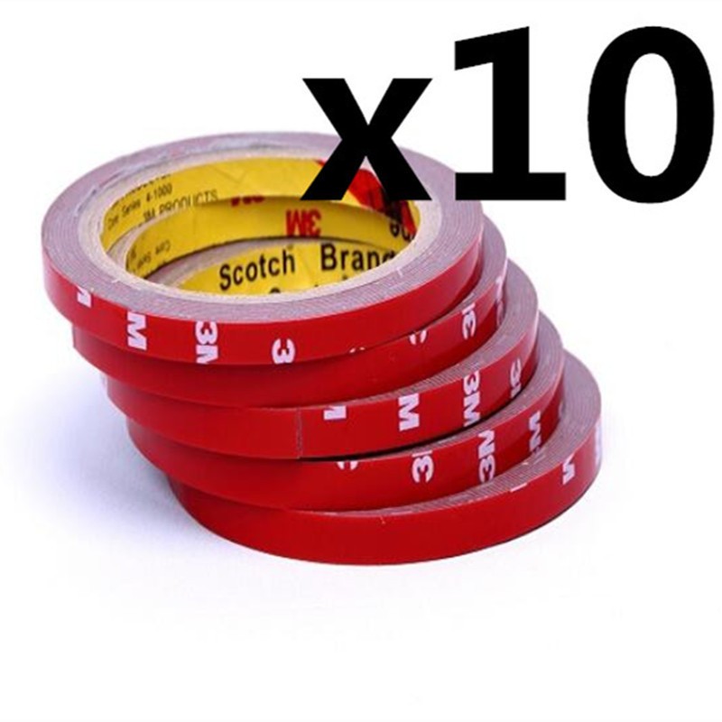 10 Pcs Practical Red 3m*10mm Car Off-Road Acrylic Foam Double Side Tape Adhesive
