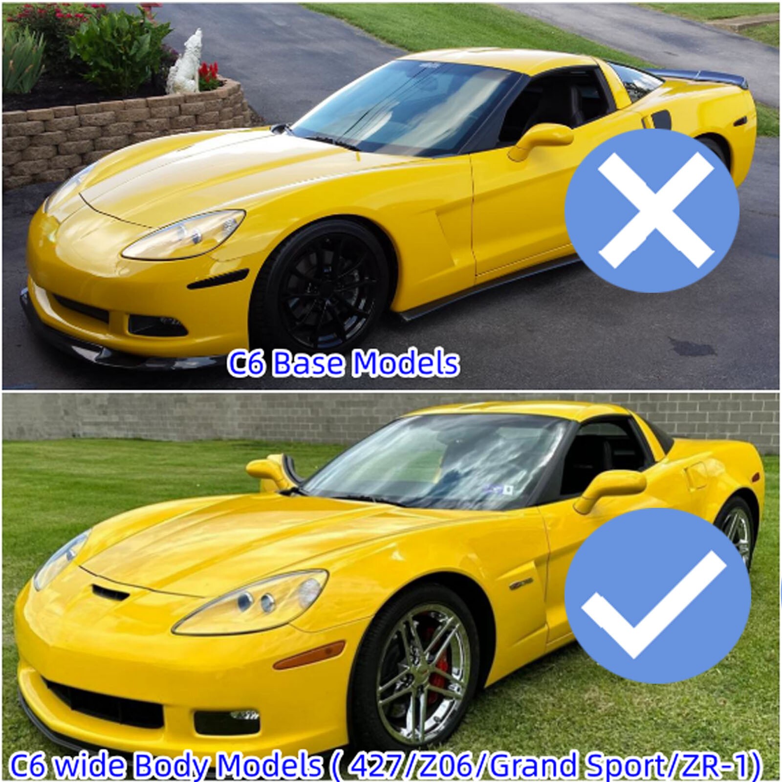 For Corvette C6 Z06 2006-2013 LH & RH Side Fender Outer Vent Grille Matte Black